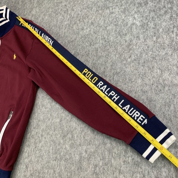 Polo Ralph Lauren Men's Logo Graphic Track Jacket Burgundy Full Zip - Size L - Picture 10 of 14